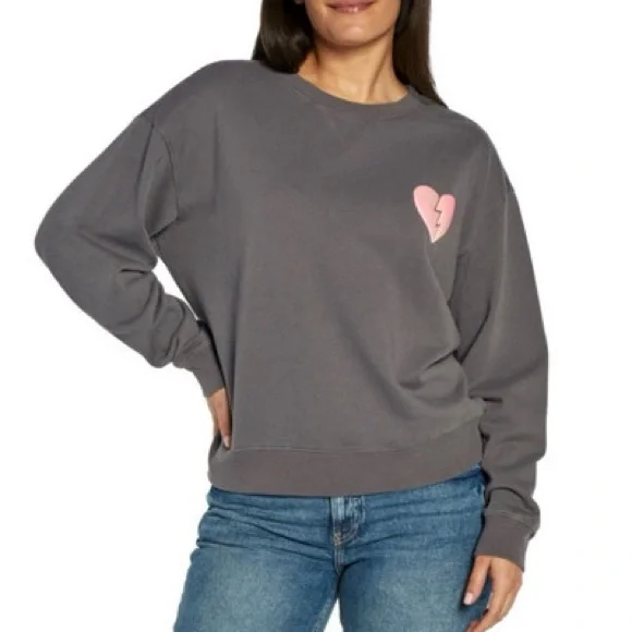Wildfox I Wish It Was Saturday Grey Sweatshirt Heart Graphic 💔 Size Large - Picture 1 of 10